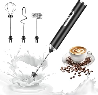 Weinsamkeit Oplaadbare USB-melkopschuimer, elektrische melkopschuimer met 3 roerkoppen, mini-garde, 3 instelbare snelhede...