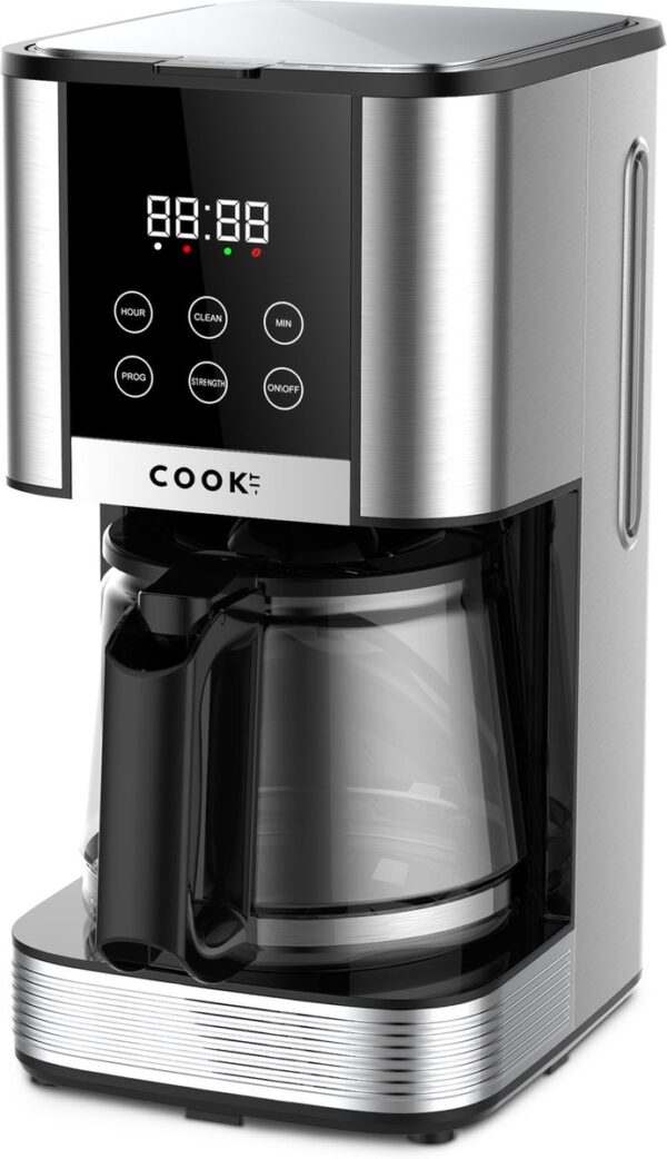 Koffie COOK-IT Digitaal Koffiezetapparaat Filterkoffie - Coffee Machine - 1.5L Glazen Kan - RvS