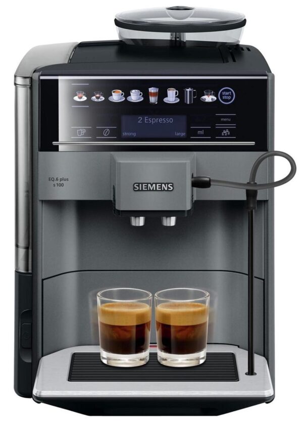 Koffie Siemens EQ6 Plus s100 TE651209RW - Volautomatische espressomachine - Antraciet grijs
