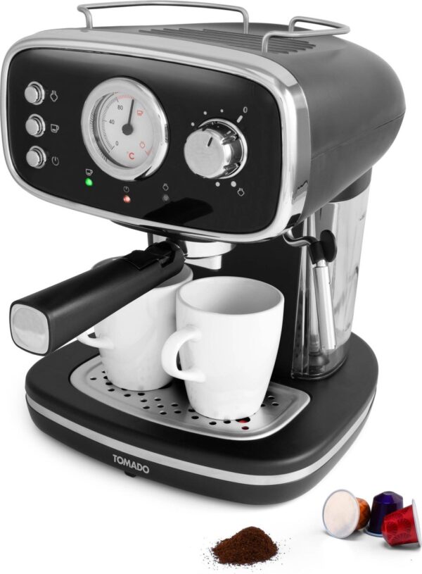 Koffie Tomado TPM1501B - Koffiezetapparaat Pistonmachine - 1.2 L inhoud - Filterkoffie -  Koffiecups - Zwart