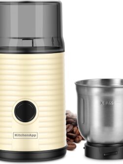 Koffie KitchenApp Retro koffiemolen - Elektrische koffiemolen - 200W - Beige