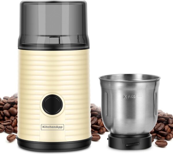 Koffie KitchenApp Retro koffiemolen - Elektrische koffiemolen - 200W - Beige