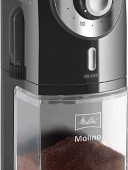 Koffie Melitta Molino - Elektrische koffiemolen - Zwart/rood - Inhoud 200g - 100 W - Automatische uitschakeling