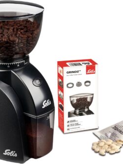 Koffie Solis Scala Zero Static 1662 Coffee Grinder - Koffiemolen Elektrisch - Koffiemaler met 24 Maalinstellingen - Antistatisch - Inclusief Grindz Reiniging - Zwart