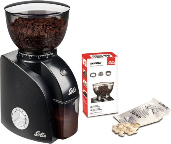 Koffie Solis Scala Zero Static 1662 Coffee Grinder - Koffiemolen Elektrisch - Koffiemaler met 24 Maalinstellingen - Antistatisch - Inclusief Grindz Reiniging - Zwart